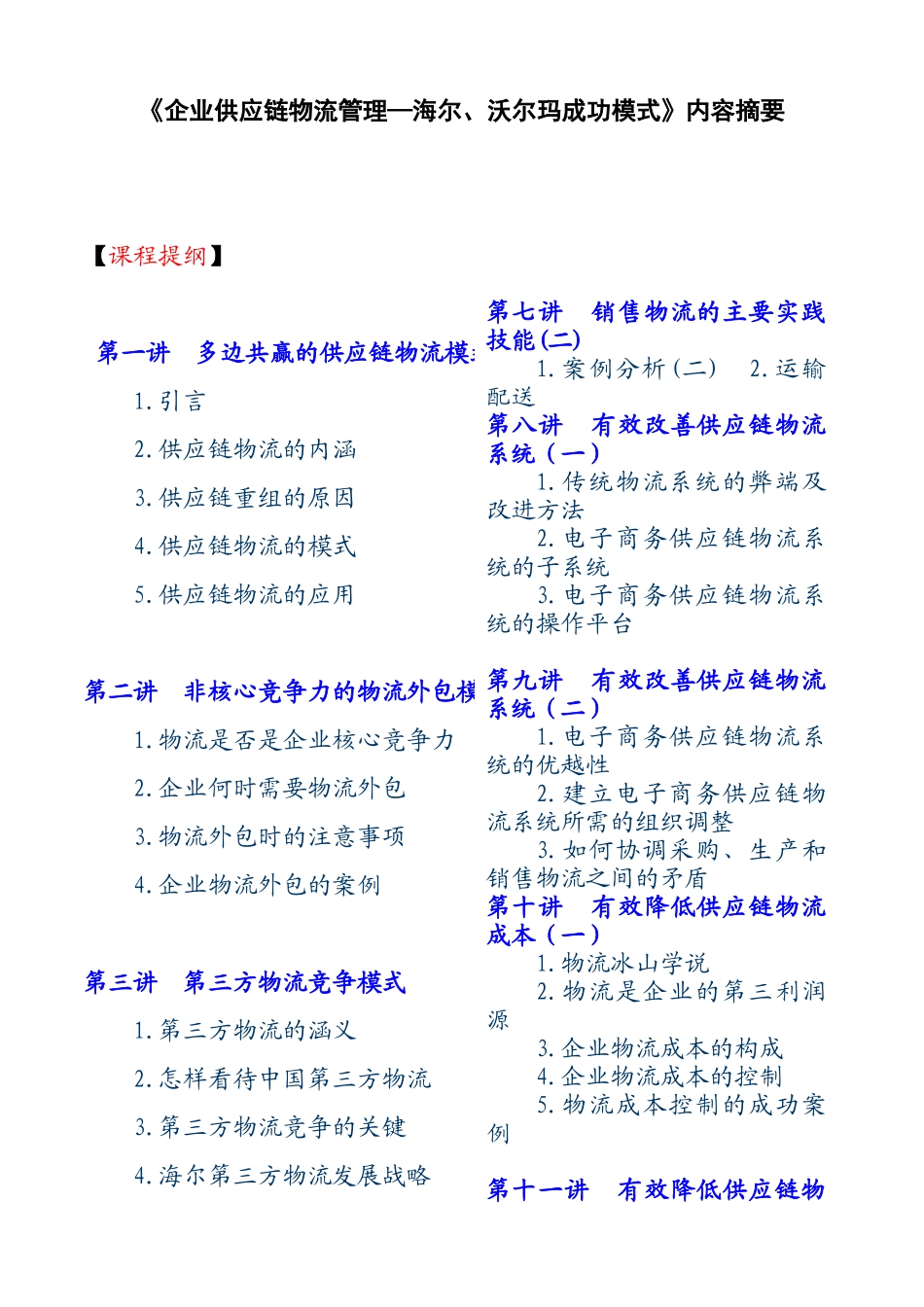 供应链物流沃尔玛-海尔成功模式_第1页