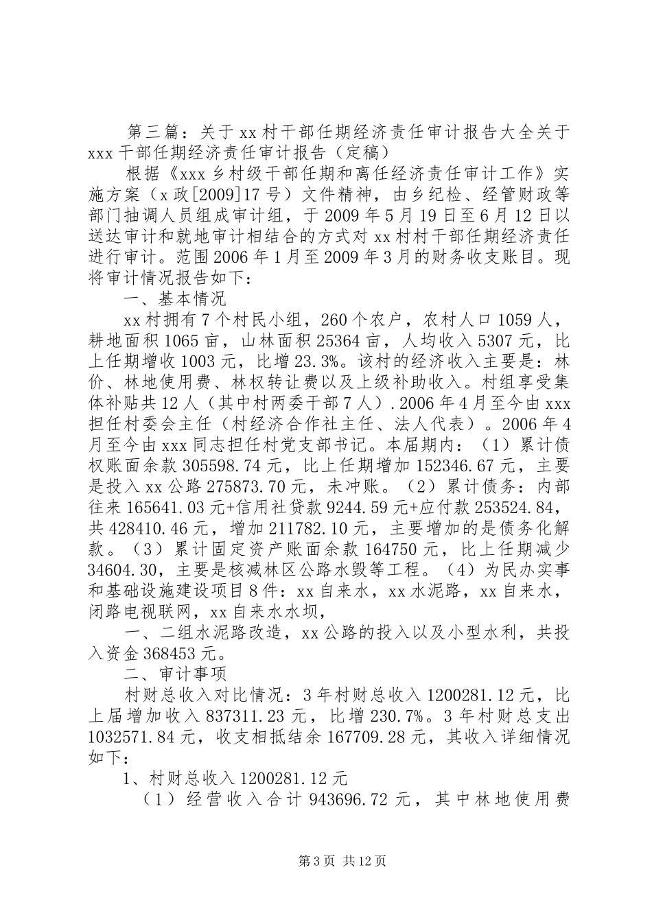 关于城东村干部任期经济责任审计报告_第3页