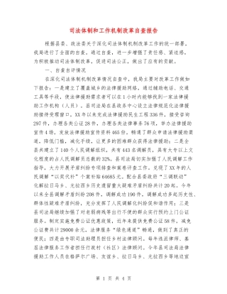 司法体制和工作机制改革自查报告
