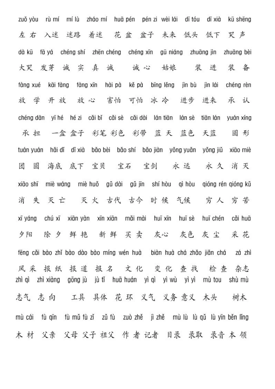 北师大二年级语文上册词语表_第2页