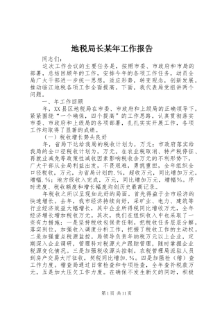 地税局长某年工作报告