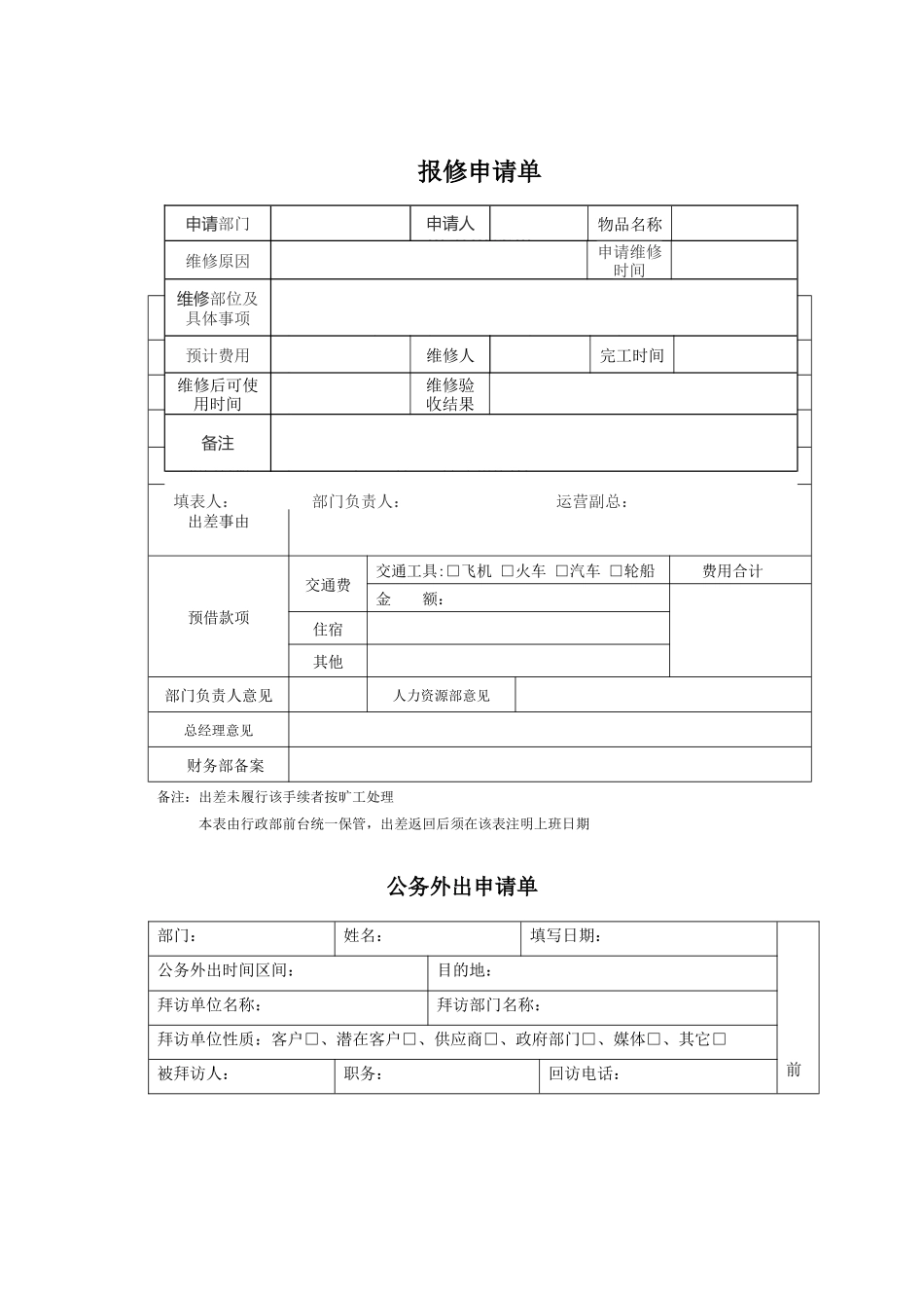 人事行政部、财务部、成本核算中心表单_第3页