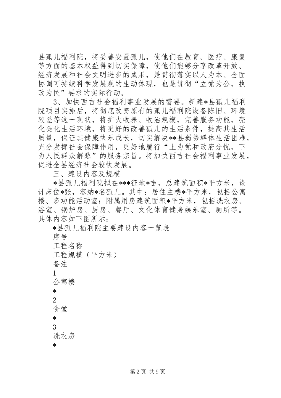 孤儿福利院建设项目可行性研究报告_第2页