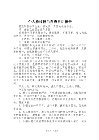 个人雁过拔毛自查自纠报告
