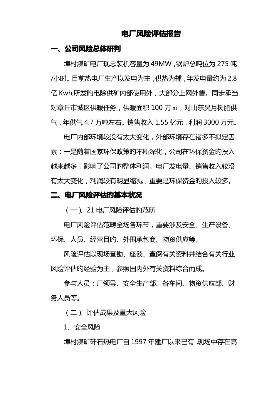 电厂风险评价报告_第1页