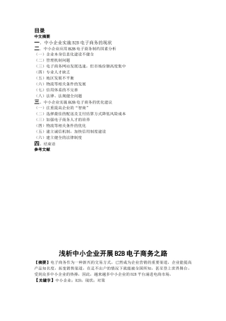 浅析中小企业开展B2B电子商务之路