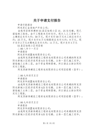 关于申请支付报告