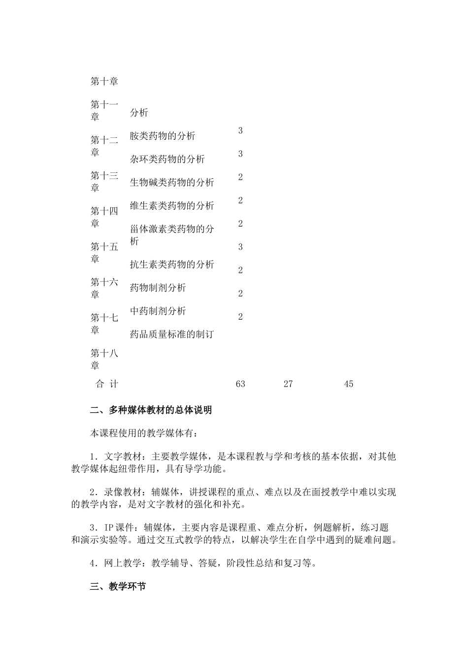 药用分析化学课程教学大纲_第3页