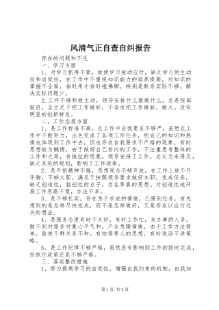 风清气正自查自纠报告