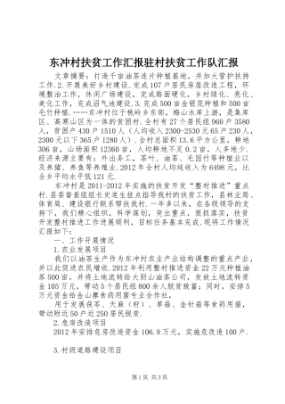 东冲村扶贫工作汇报驻村扶贫工作队汇报