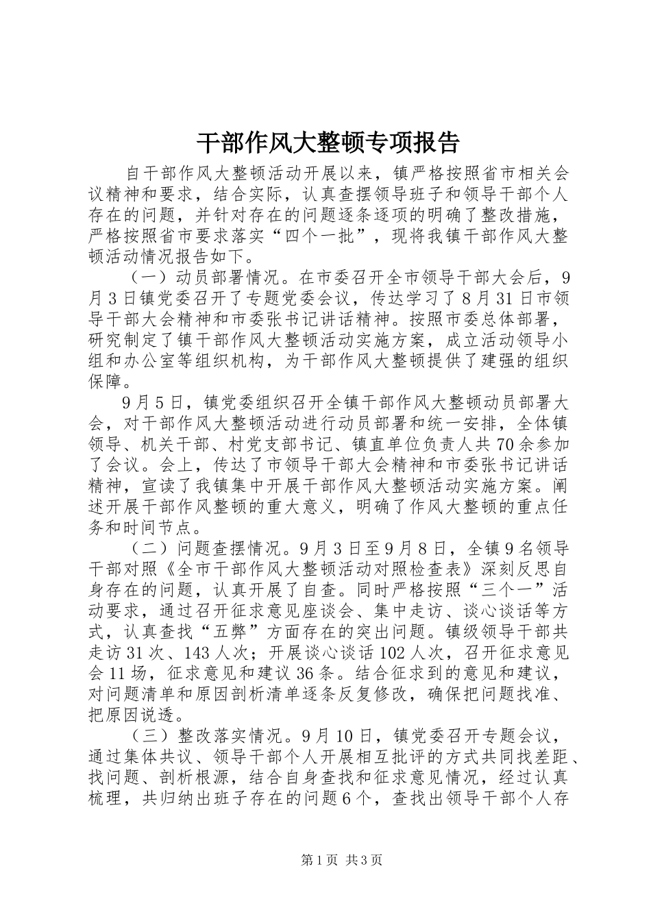 干部作风大整顿专项报告_第1页