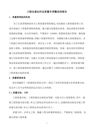 质量管理自查自纠报告