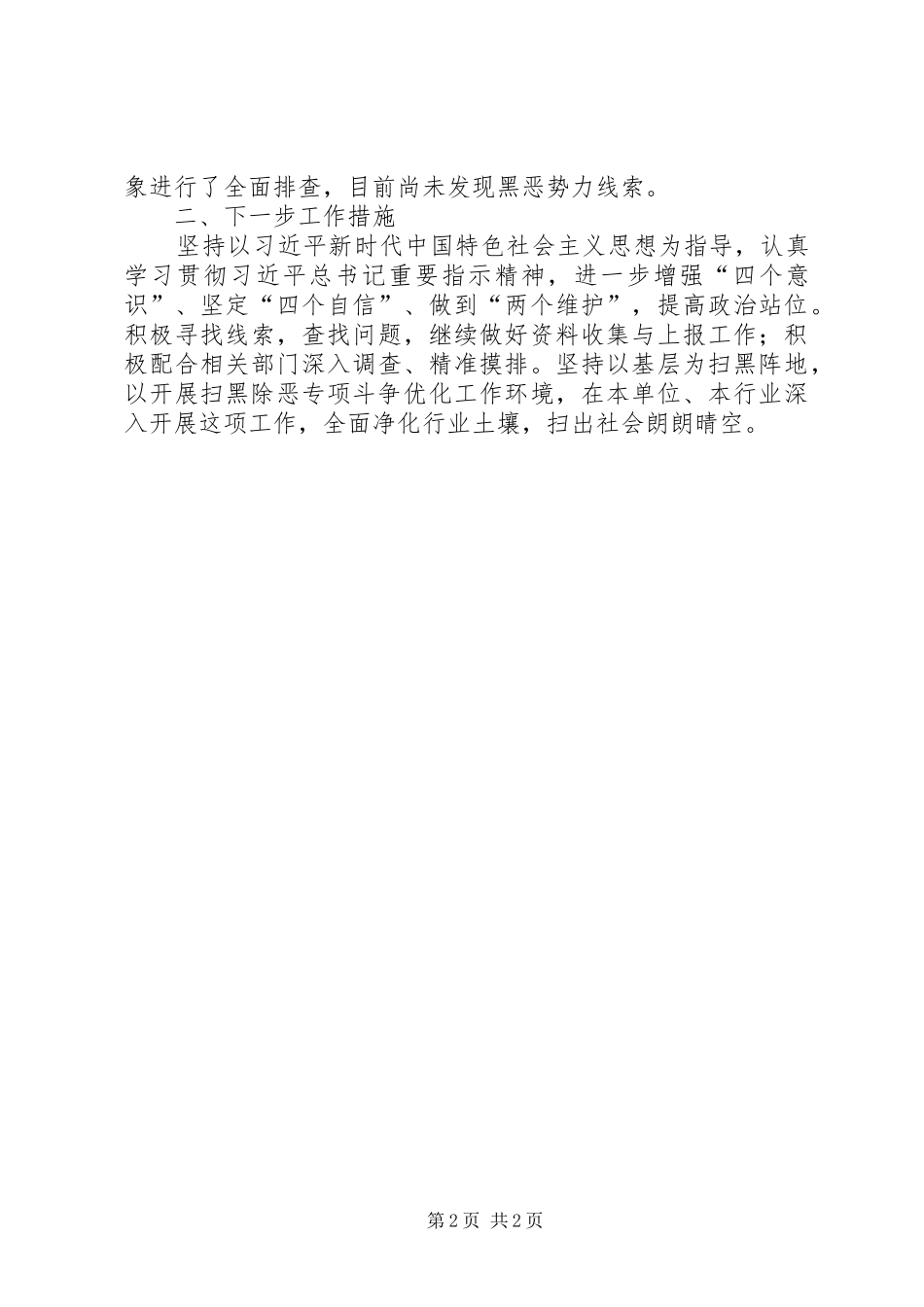 关于开展扫黑除恶专项斗争自查整改的报告_第2页