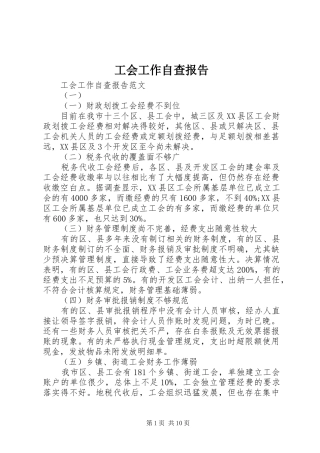 工会工作自查报告