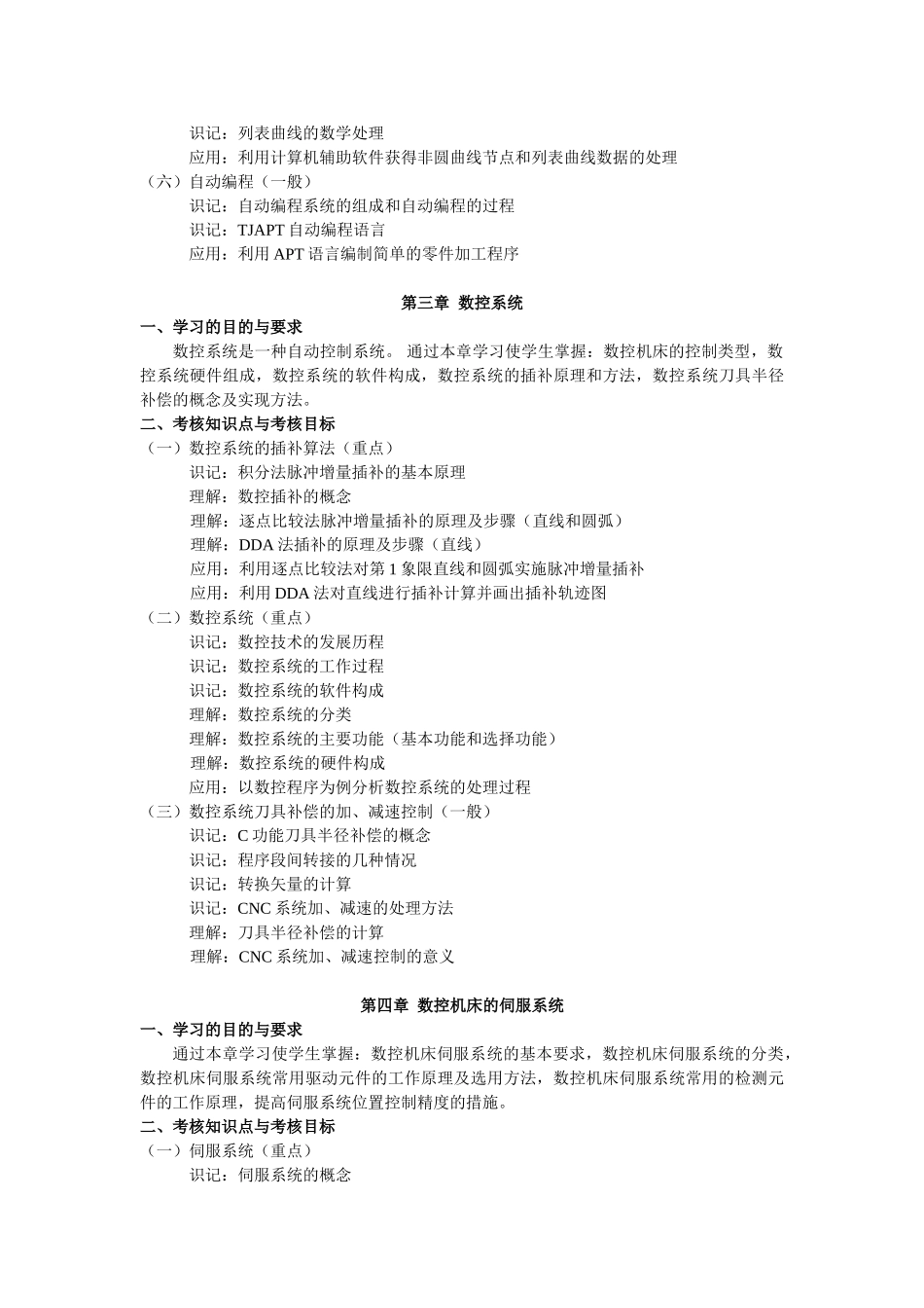 天津2012年自考“数控技术”课程考试大纲_第3页