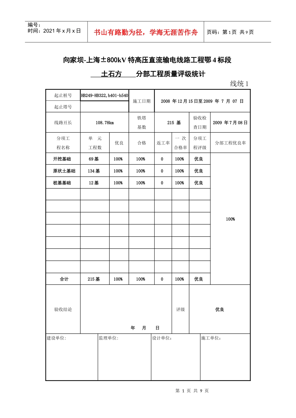 6-分部、单位工程质量评级统计汇总表_第1页
