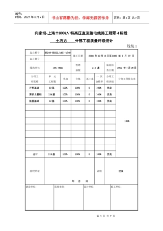 6-分部、单位工程质量评级统计汇总表
