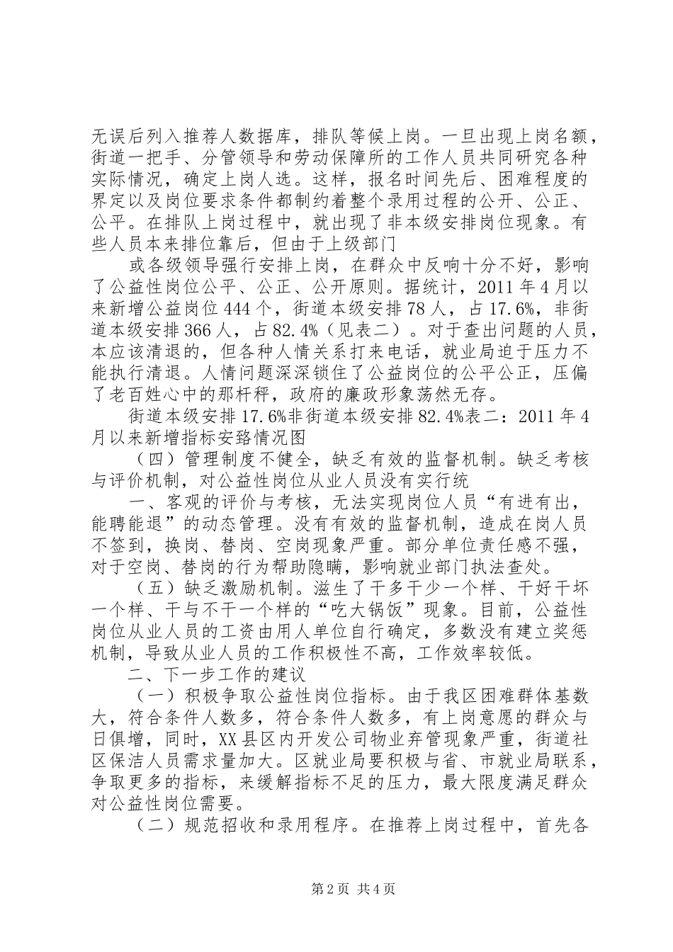 公益性岗位工作情况督查报告_第2页