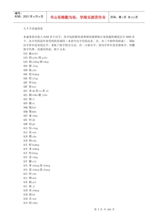 汉字读音(9000字)速查表