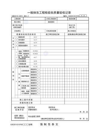 建筑装饰装修工程检验批质量验收表格secret---