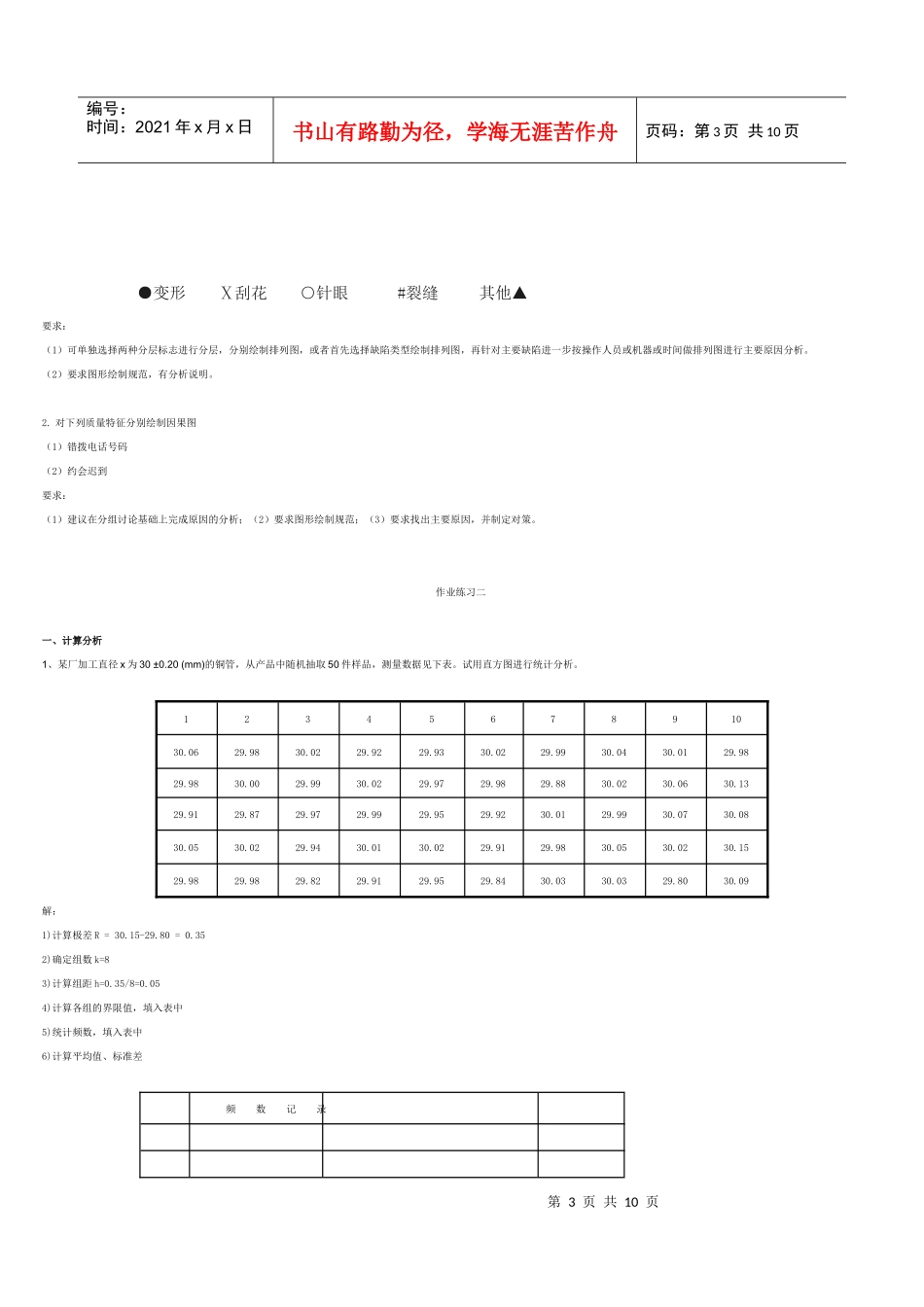 质量管理学知识练习及答案_第3页