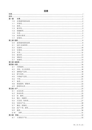 商品质量标准手册(生鲜食品部分)