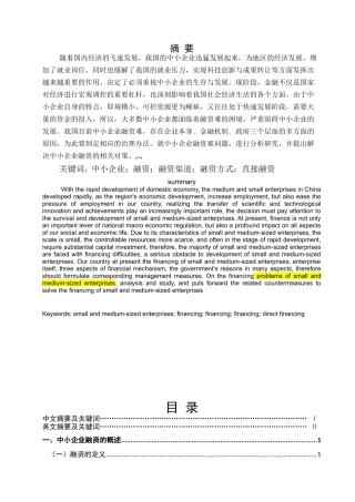 我国中小企业融资现状及对策研究 (1)
