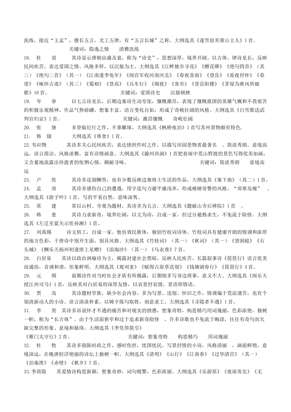 新大纲180首必背作品诗人风格简介_第2页