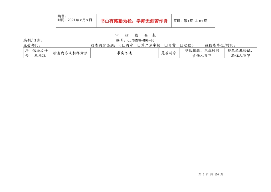 TS169492009内部审核检查表_第1页