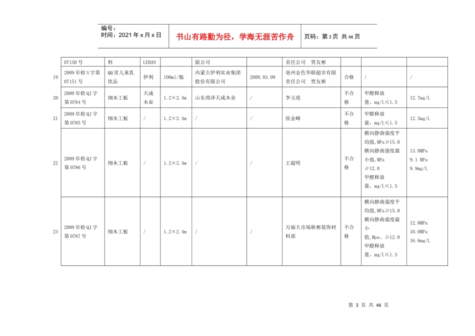 亳州市工商局十类商品质量检测汇总表_第3页