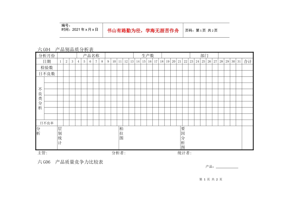 【管理表格】企业管理表格品质管理g横表格02_第1页