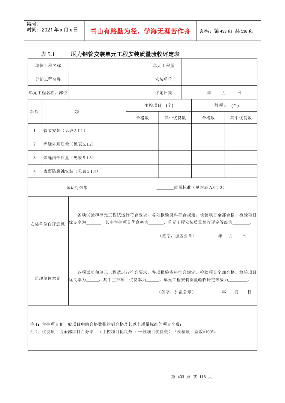 质量评定专用表格__金属结构(吉林编)_第2页