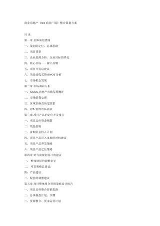 业房地产XX商业广场整合策划方案