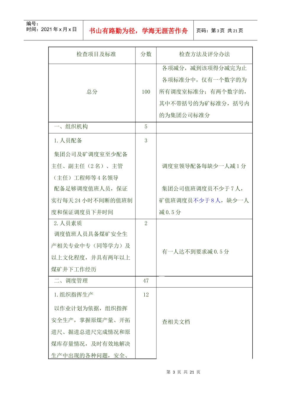 调度室质量标准化标准及考核评级办法(试行)_第3页