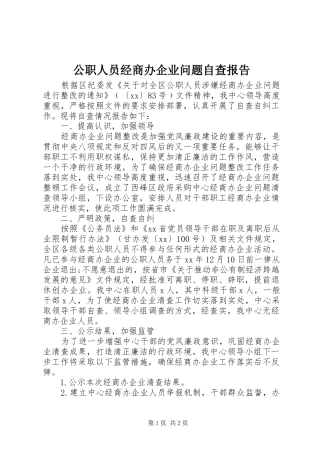 公职人员经商办企业问题自查报告