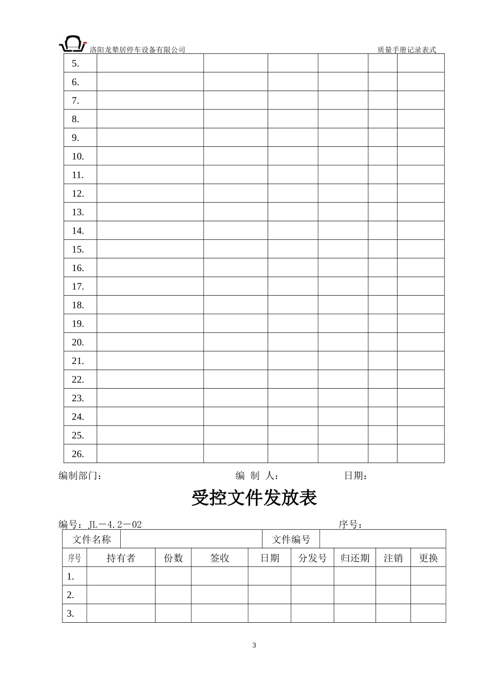 ISO9001质量手册记录表式_第3页