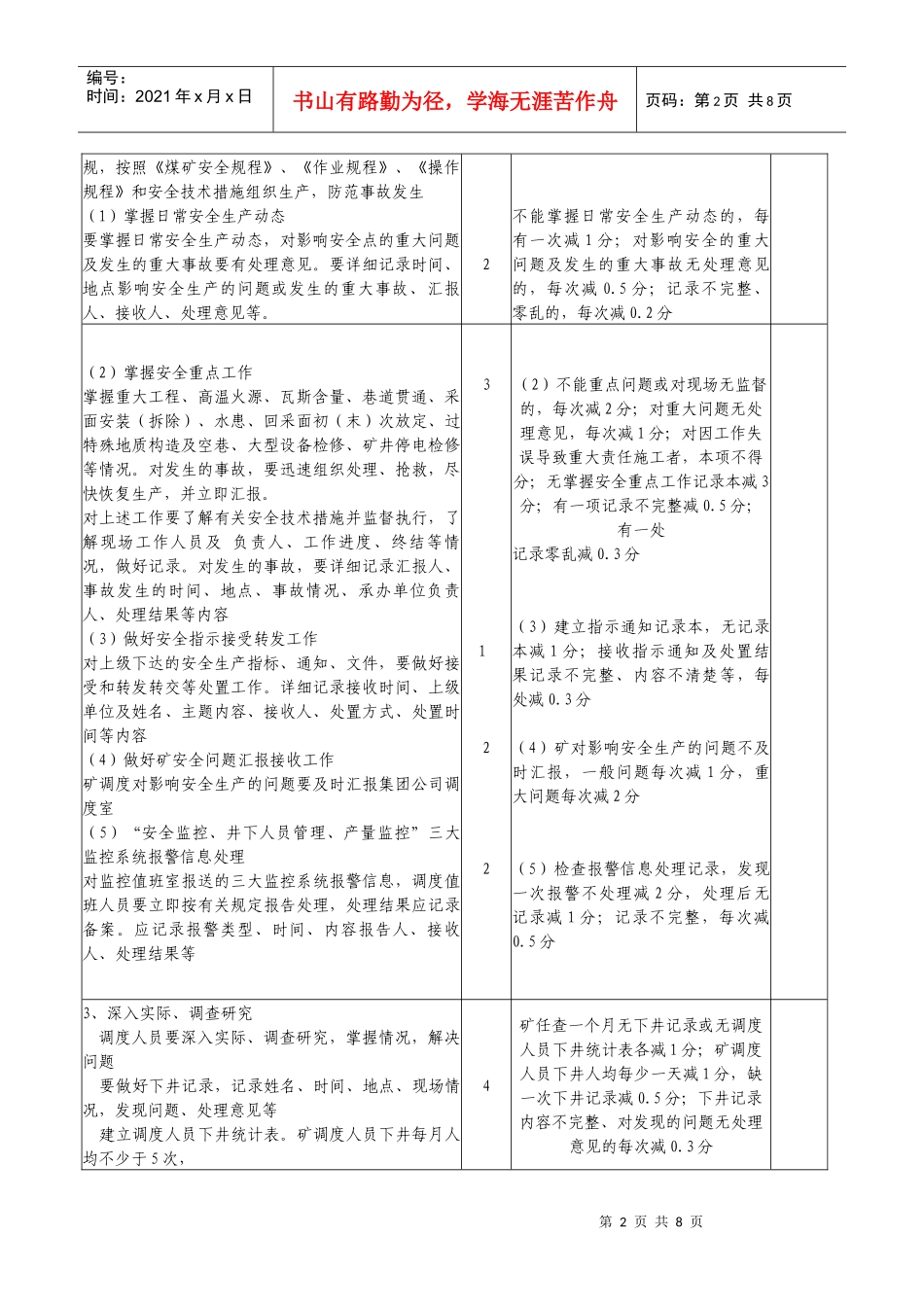 双龙调度安全质量标准化标准及检查评分办法_第2页