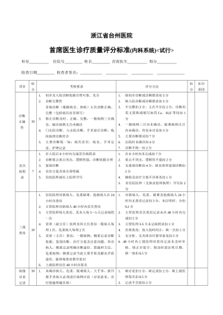 外科系统首席医生病历质量评分表