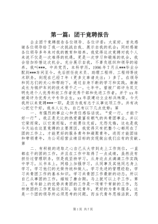 第一篇：团干竟聘报告