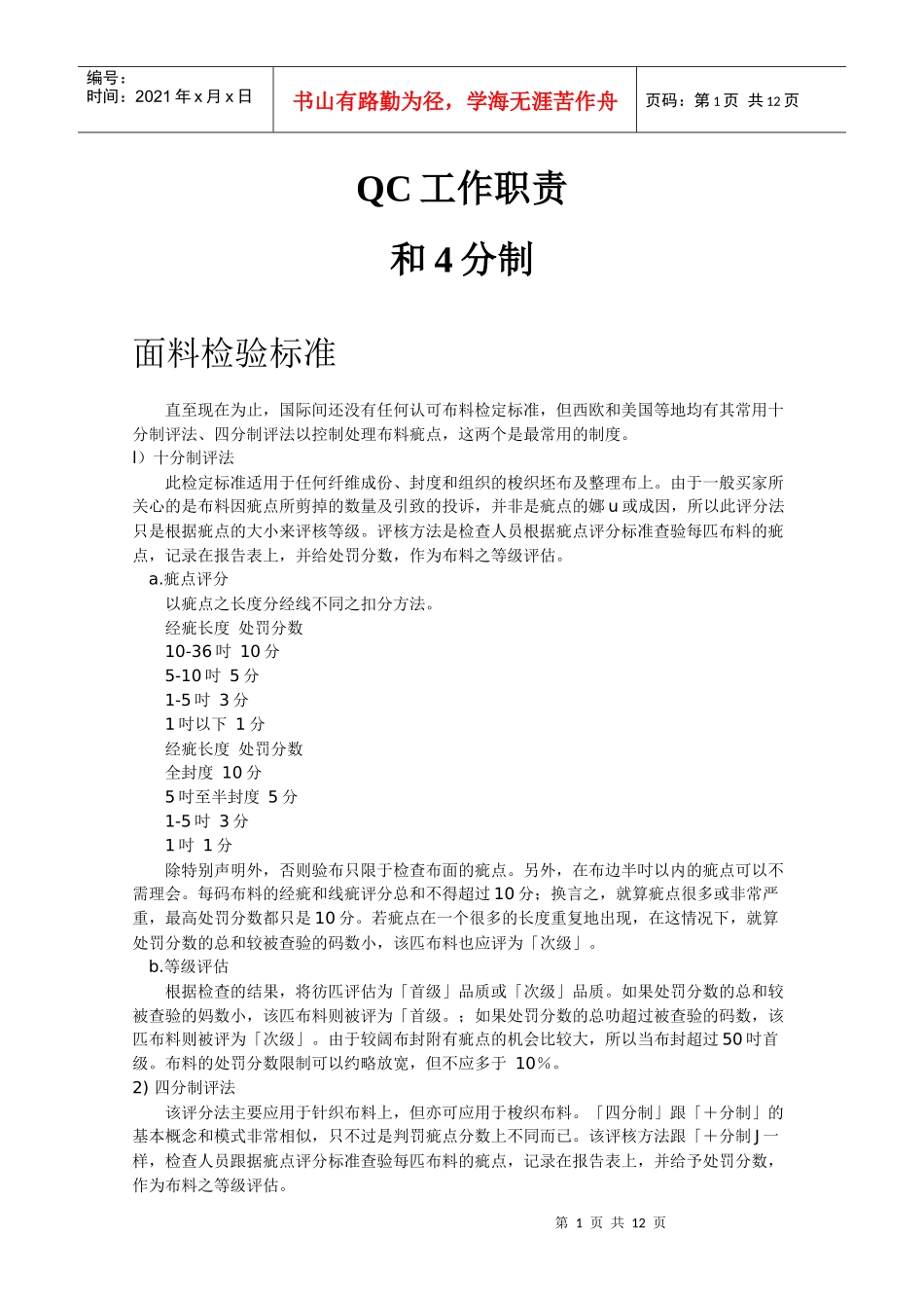 公司布料QC职责_第1页