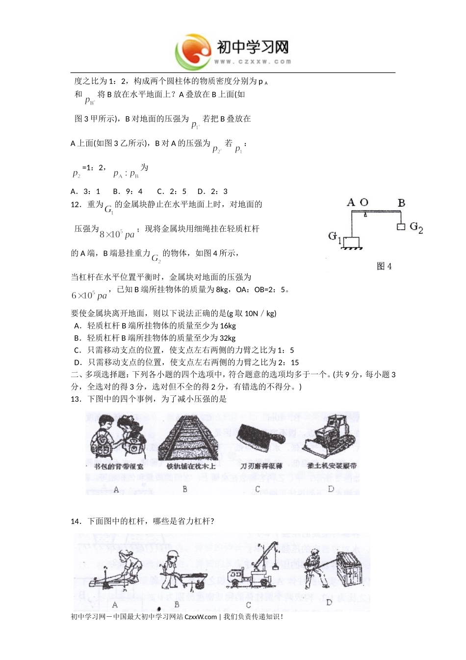 北京市北师大附属实验中学2009—2010学年八年级下学期期中考试（物理）_第2页