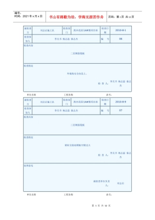 建筑楼盘质量检查记录表