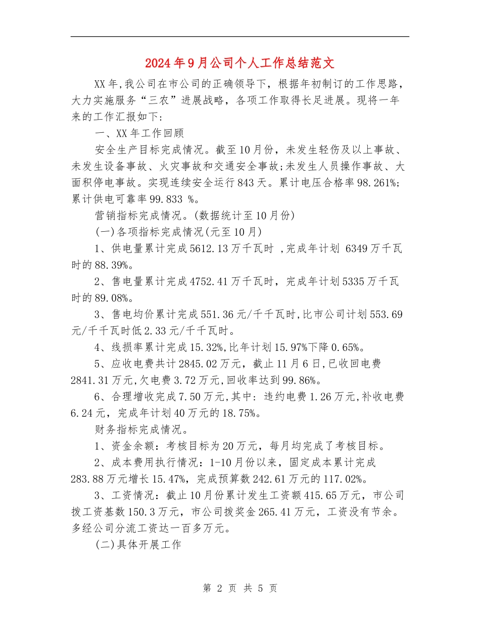 2024年9月公司个人工作总结范文_第2页