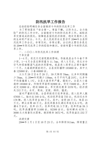 防汛抗旱工作报告
