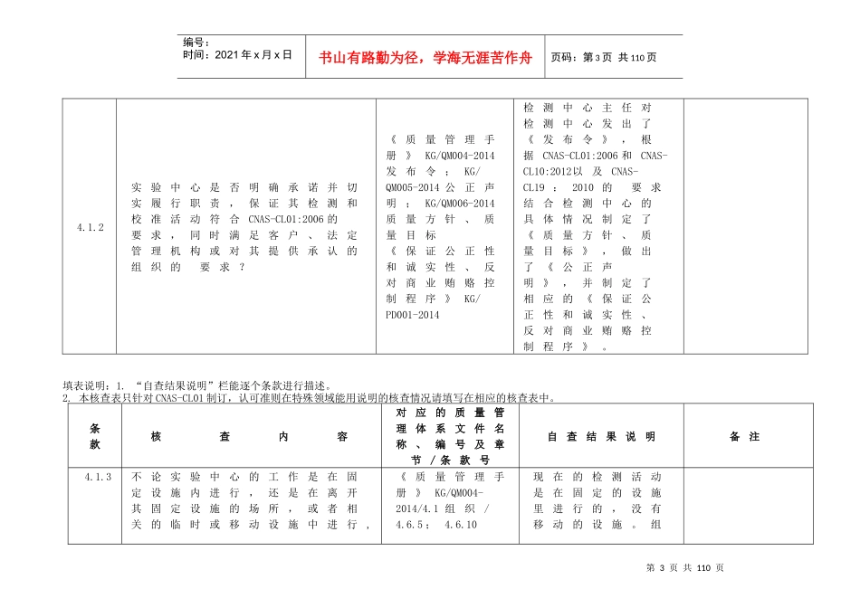 CNAS质量管理体系核查表_第3页
