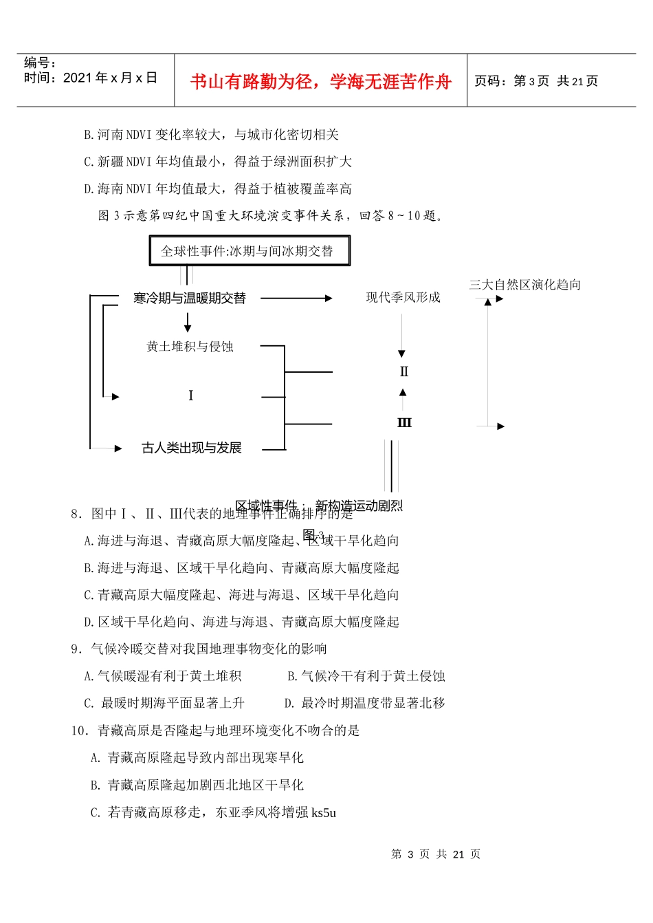 福建省漳州市XXXX届高三普通高中毕业班质量检查试题文综( XXXX高考_第3页