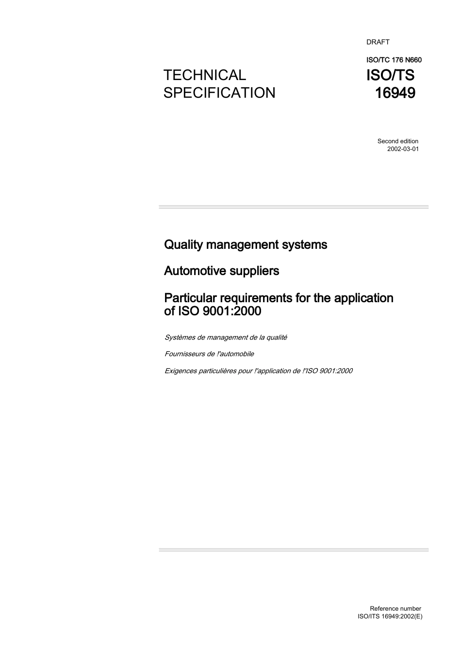 应用的质量管理系统汽车供应商特殊要求ISO90012000(doc52)英文(1)_第1页