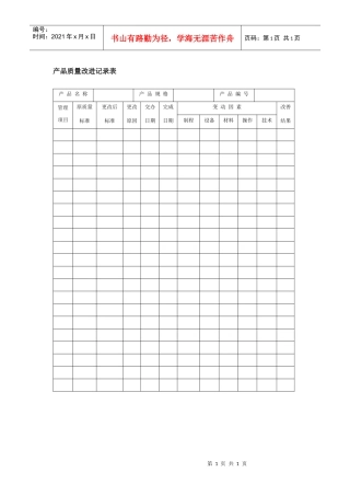 产品质量改进记录表