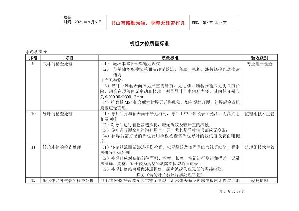 水轮发电机组大修质量标准_第1页