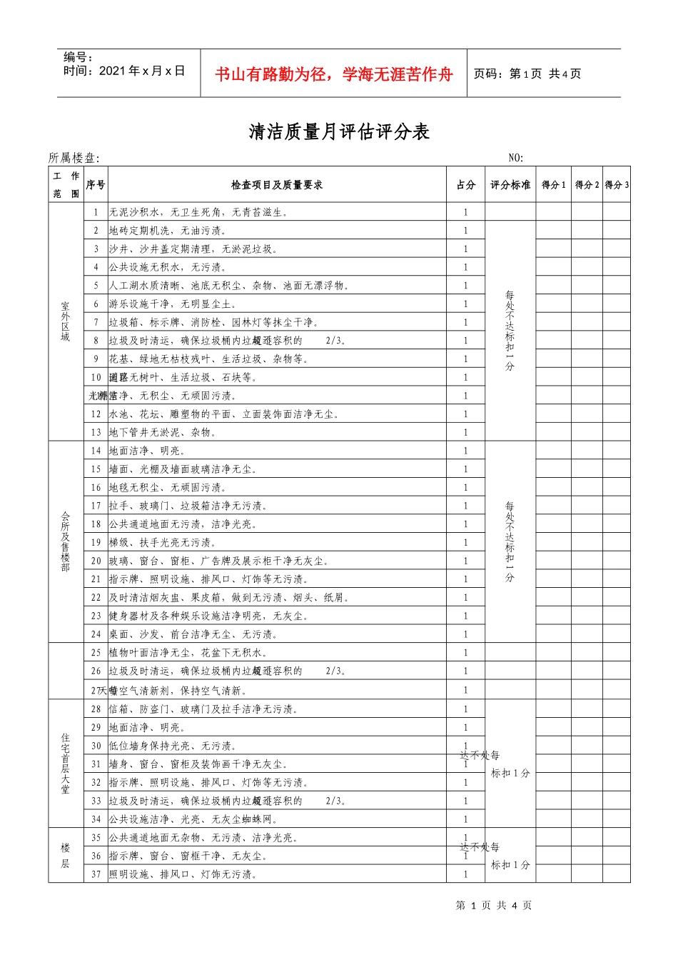 44清洁质量月评估评分表WI-NWGZ-AL.KF-06-44_第1页